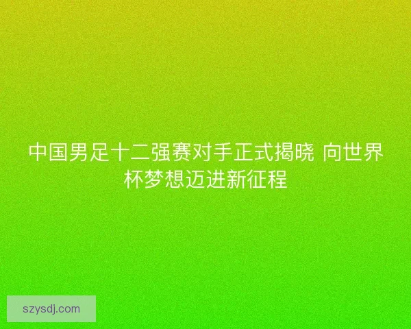 中国男足十二强赛对手正式揭晓 向世界杯梦想迈进新征程